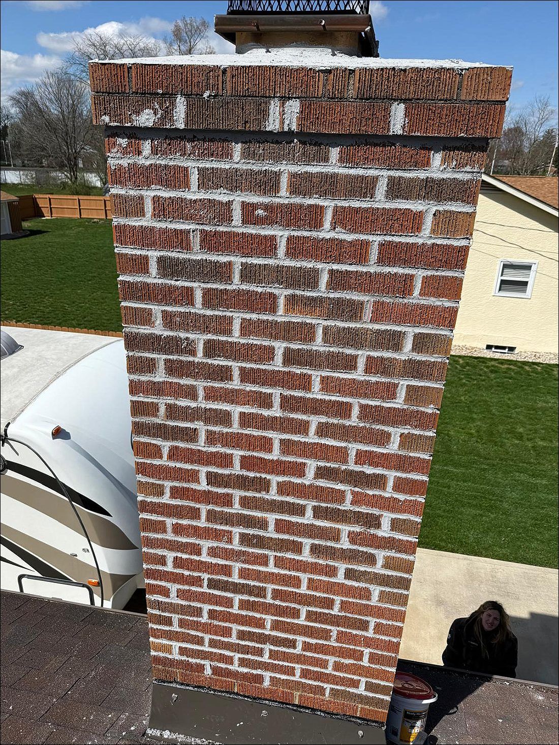 Brick chimney after repair work, Toronto area